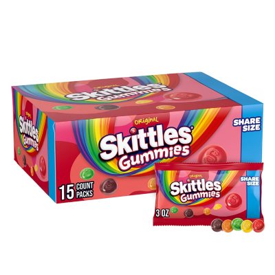 Skittles Gummies Original Gummy Candy, Share Size, 3 oz., 15 pk.