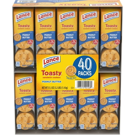 Lance Toasty Crackers, Real Peanut Butter, 51.5 Ounce 40 Packs.
