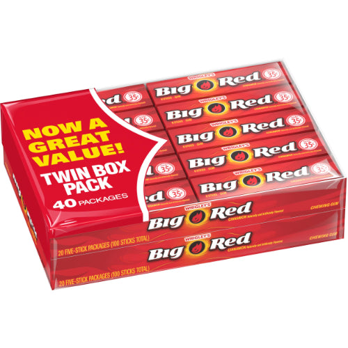 Wrigley's Big Red Chewing Gum Bulk Pack - 5 Sticks (40 Total Packs) 50c