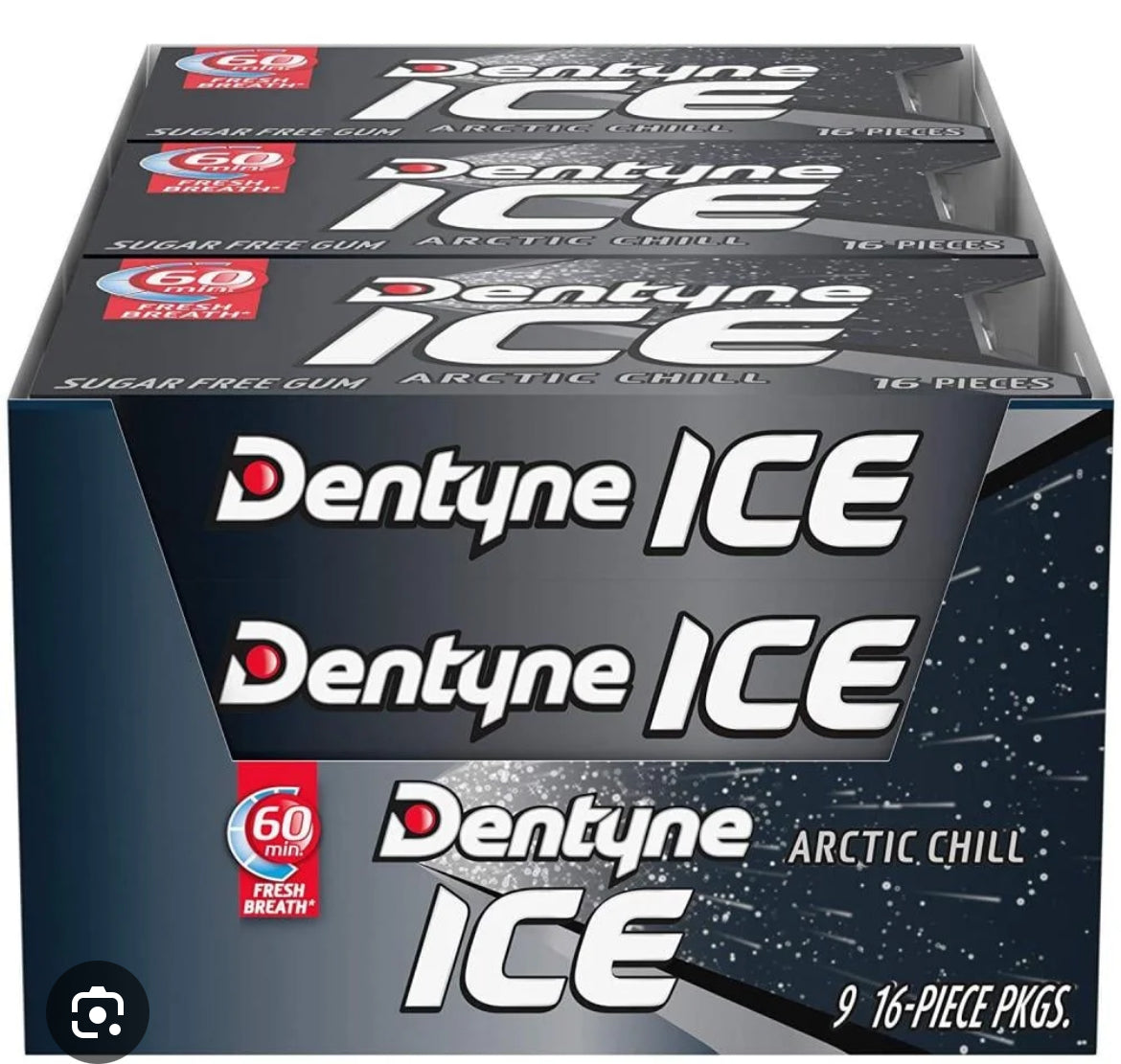 Dentyne Ice Gum Arctic Chill, 9 Packs of 16 Pieces (144 Total Pieces)