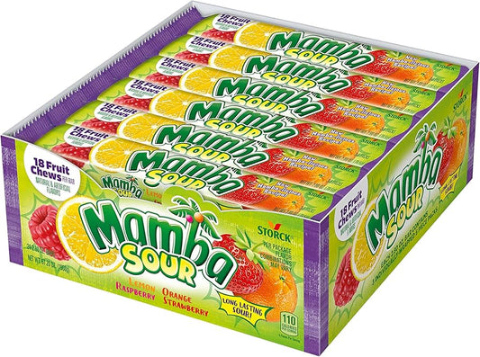 Mamba Sour Fruit Chews 18 Pieces Pack of 24