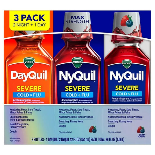 Vicks DayQuil/NyQuil/NyQuil Severe Cold & Flu 3-12Oz Medicine