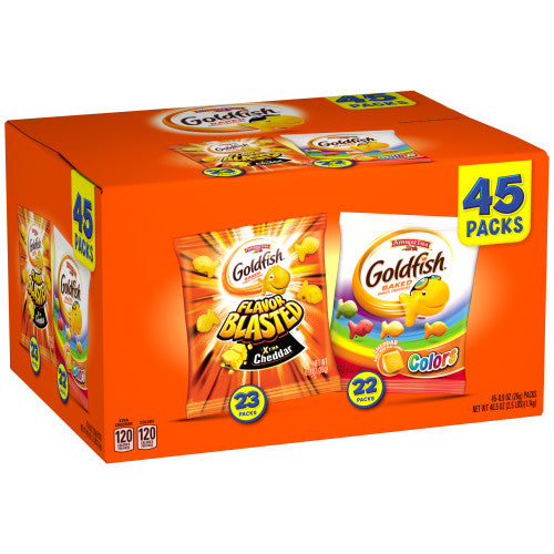 Goldfish Crackers Cheddar Colors and Flavor Blasted Xtra Cheddar Crackers 45 Ct Variety Pack