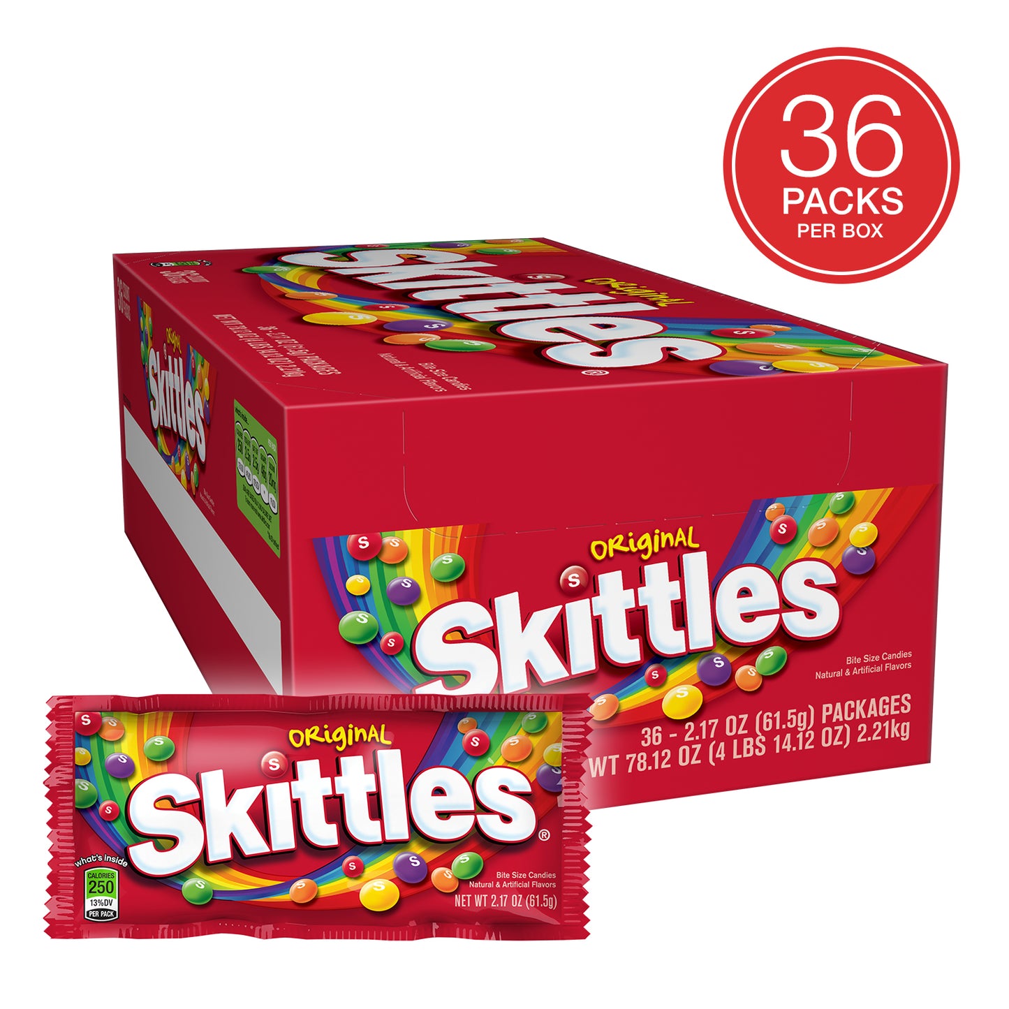 Skittles Chewy Candy, Original, 2.17 Oz Bag, 36