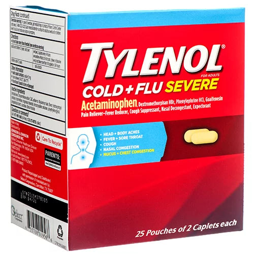 Tylenol Cold & Flu Severe Dispenser – 2 Caplets · 20‑Count Case