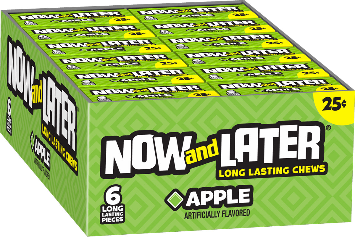 Now and Later Original Apple Taffy Chewy Candy 0.93oz (Box of 24)