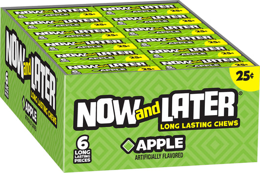 Now and Later Original Apple Taffy Chewy Candy 0.93oz (Box of 24)