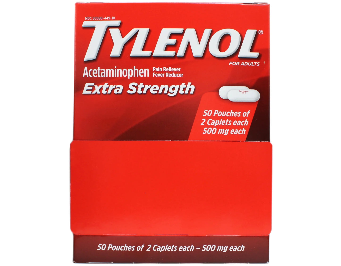 Extra-strength Tylenol 2-count Packs, 50 Ct