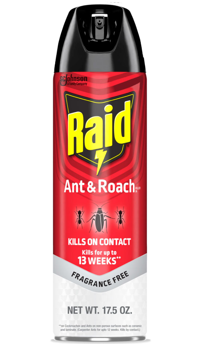 Raid Ant & Roach Spray Fragrance Free 12-17.5Oz