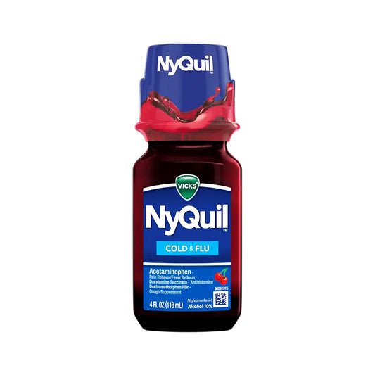 Vicks NyQuil Cherry Cold & Flu Nighttime Relief Liquid – 4 oz Medicine