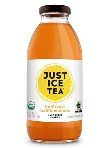 Just Ice Tea Organic Iced Tea 16 Fl Oz Glass Bottles (Half Tea & Half Lemonade Pack of 12)