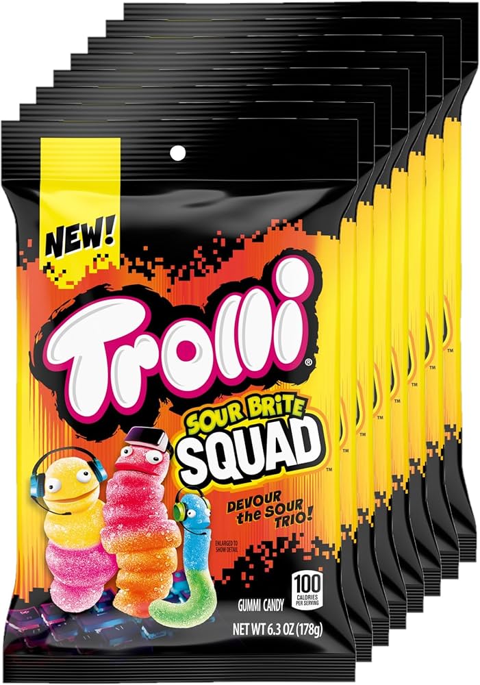 Trolli Sour Brite Squad Gummies Hangable 4.25Oz, (12 Count)