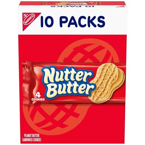 Nutter Butter Peanut Butter Sandwich Cookies, 10 Snack Packs (4 Cookies per Pack)