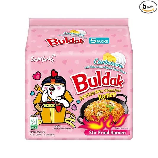 Buldak Noodles Cream Carbonara- 5 Packs 4.58oz