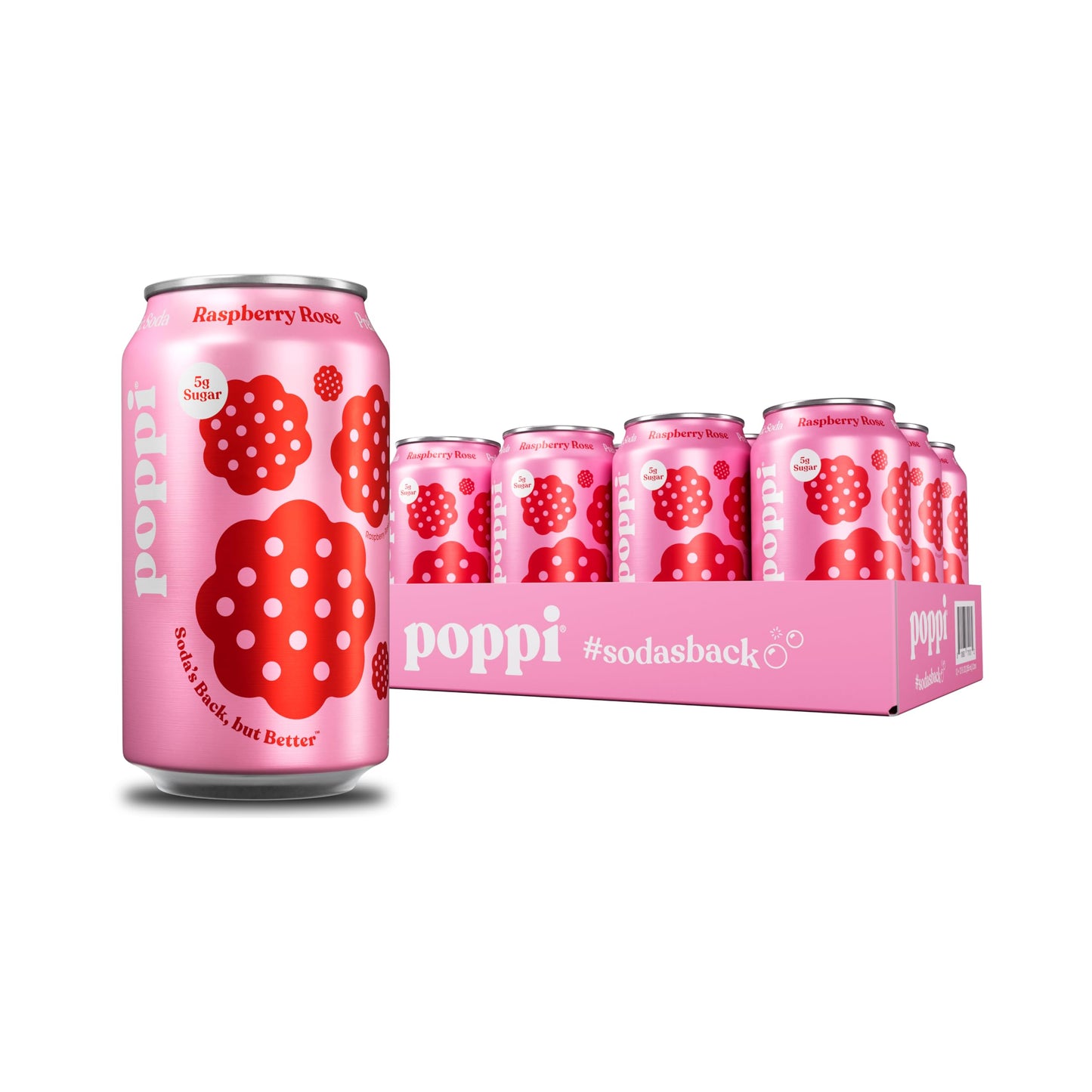Poppi Prebiotic Soda Raspberry Rose 12 Fl Oz Each / Pack of 12