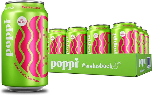 Poppi Prebiotic Soda Watermelon 12 Fl Oz Each / Pack of 12