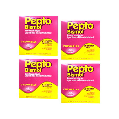 Pepto Bismol Chewables Dispenser - 32 Packs of 4 Medicine