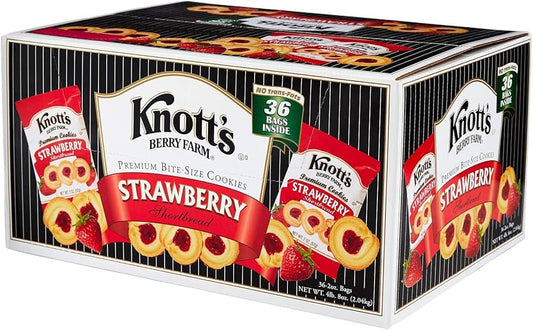 Knott's Berry Farm Premium Bite Size Strawberry Shortbread Cookies , 2 Oz, 36/Carton