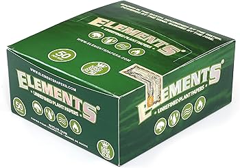 Elements Green King Size Slim Unrefined Plant Rolling Paper - Box/50