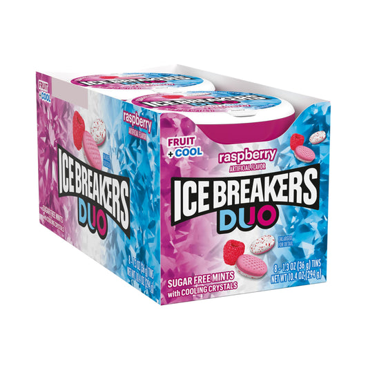 ICE BREAKERS Duo Sugar Free Mints, Raspberry, 1.3 Ounce (Pack of 8)