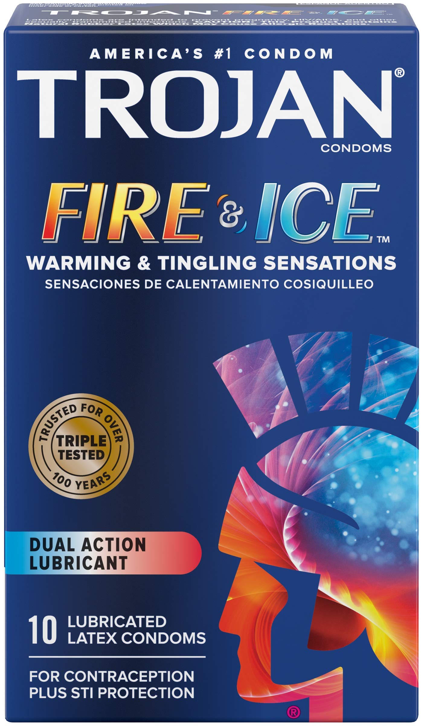 Trojan Fire & Ice Dual Action Lubricated Latex Condoms 3 Per Box
