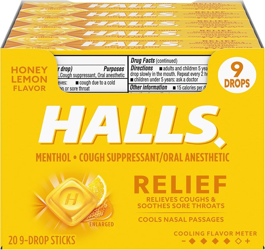 Halls Mentho-Lyptus Honey Lemon 20 - 9 Piece Sticks