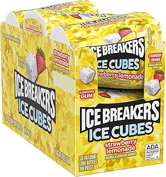 Ice Breakers Ice Cubes Gum Bottle Pack strawberry lemonade 3.24 oz (Pack of 6)