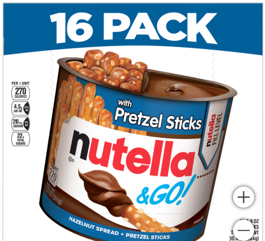 Nutella With Pretzel Sticks 16-1.9Oz