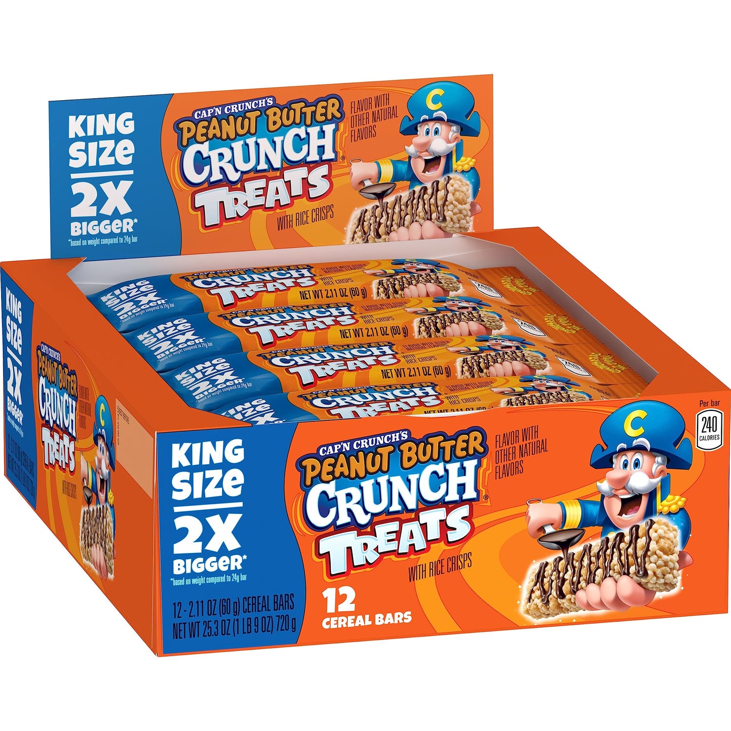 Cap'n Crunch Quaker King Size Treat Bars, Peanut Butter Flavor, 12 Count