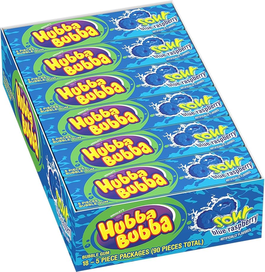 Hubba Bubba Max Sour Blue Raspberry 5 Pieces, (18 Count)