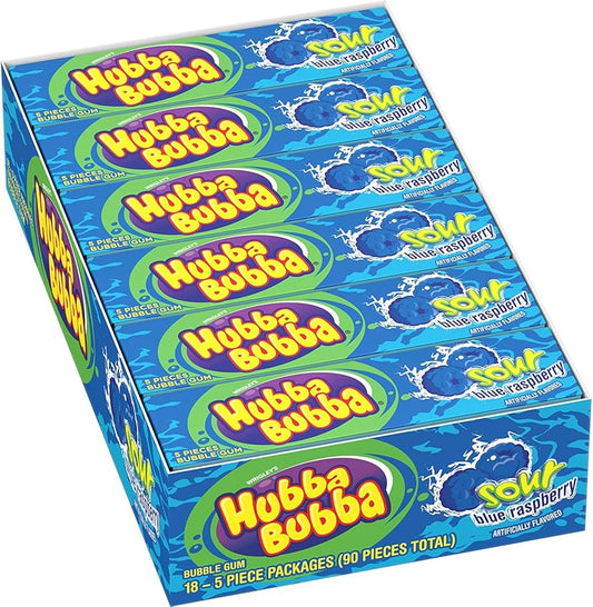 Hubba Bubba Max Sour Blue Raspberry 5 Pieces, (18 Count)