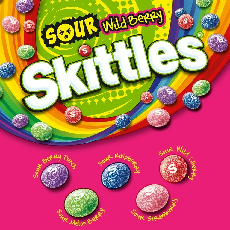 Skittles Sour Wild berry Bite Sized Candies 1.8Oz, (24 Count)