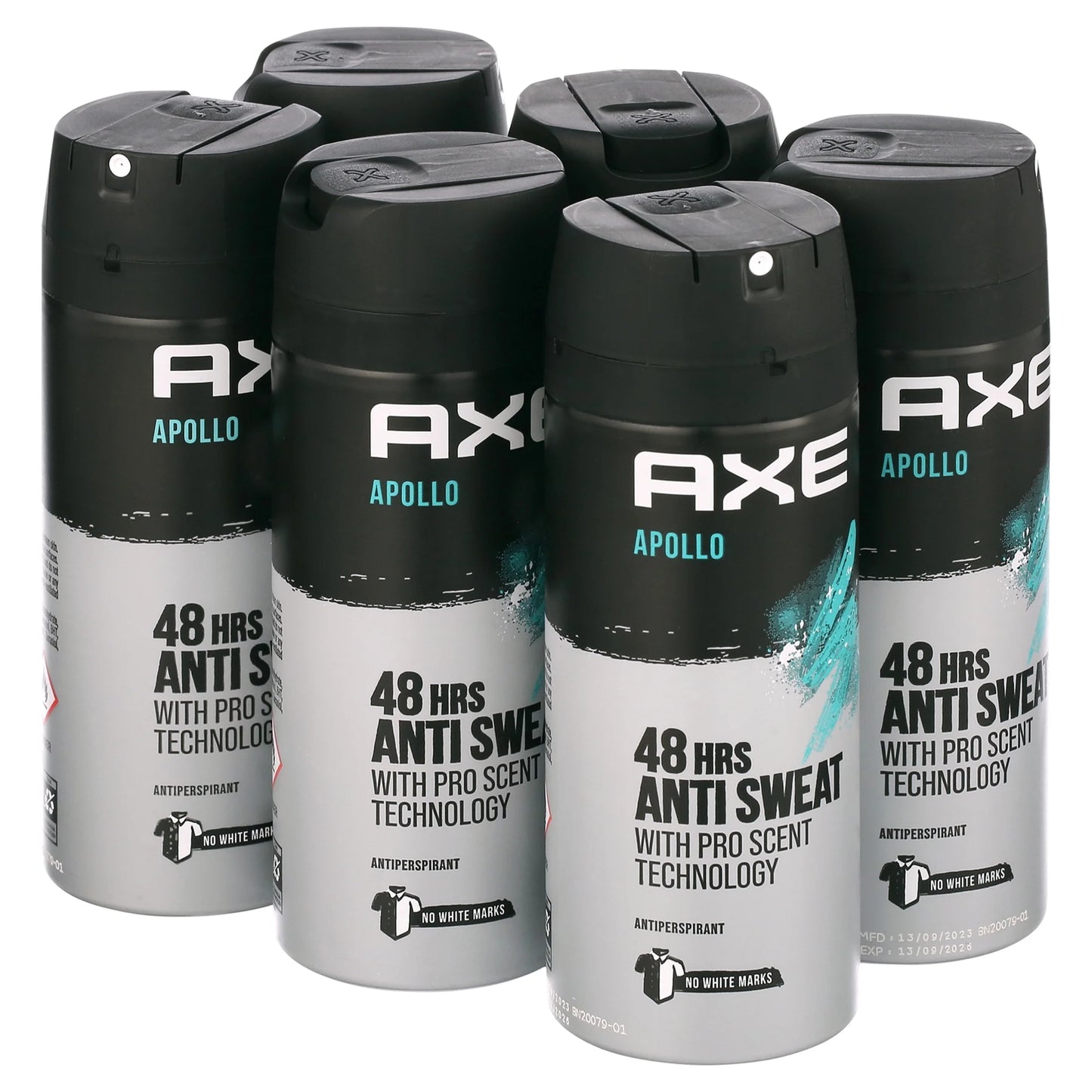 Axe Apollo Deodorant Body Spray – 150 mL, Case of 6 Aerosol Cans