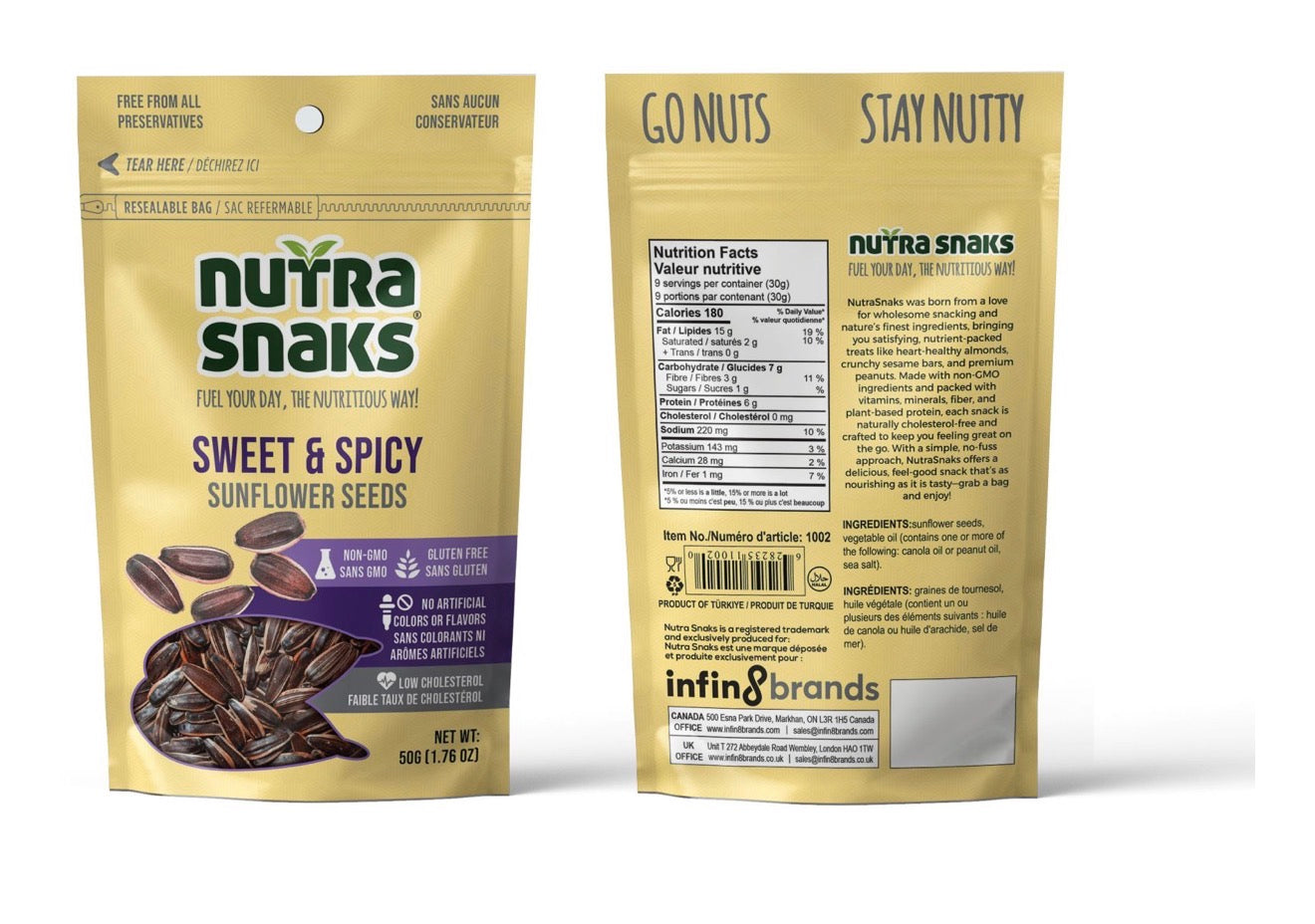 Nutra Snacks Sweet & Spicy Sunflower Seeds 16-100g