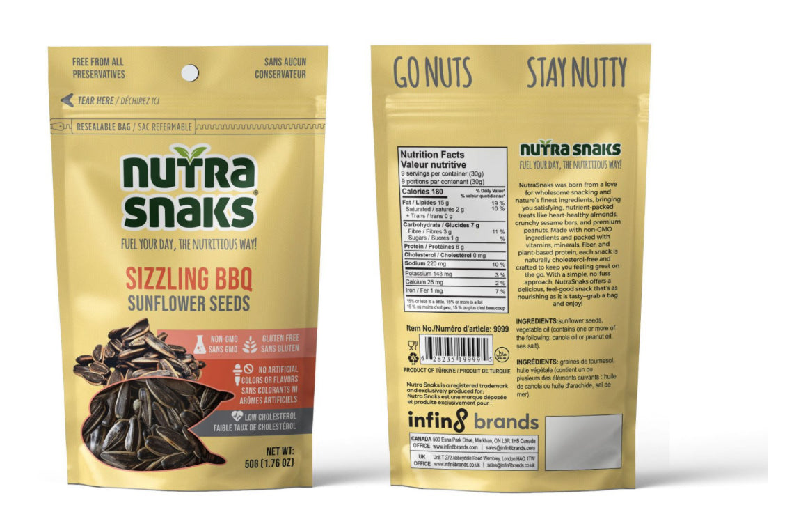 Nutra Snacks Sizzling BBQ Sunflower Seeds 16-100g