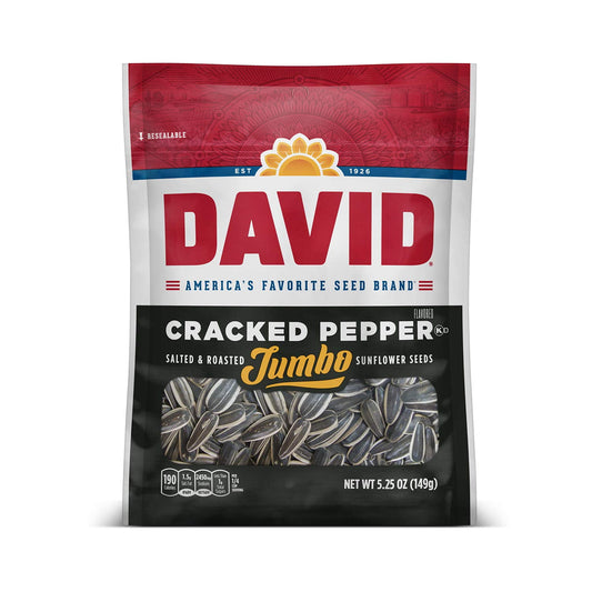 David Jumbo Cracked Pepper Roasted & Salted Sunflower Seeds 5.25 Oz