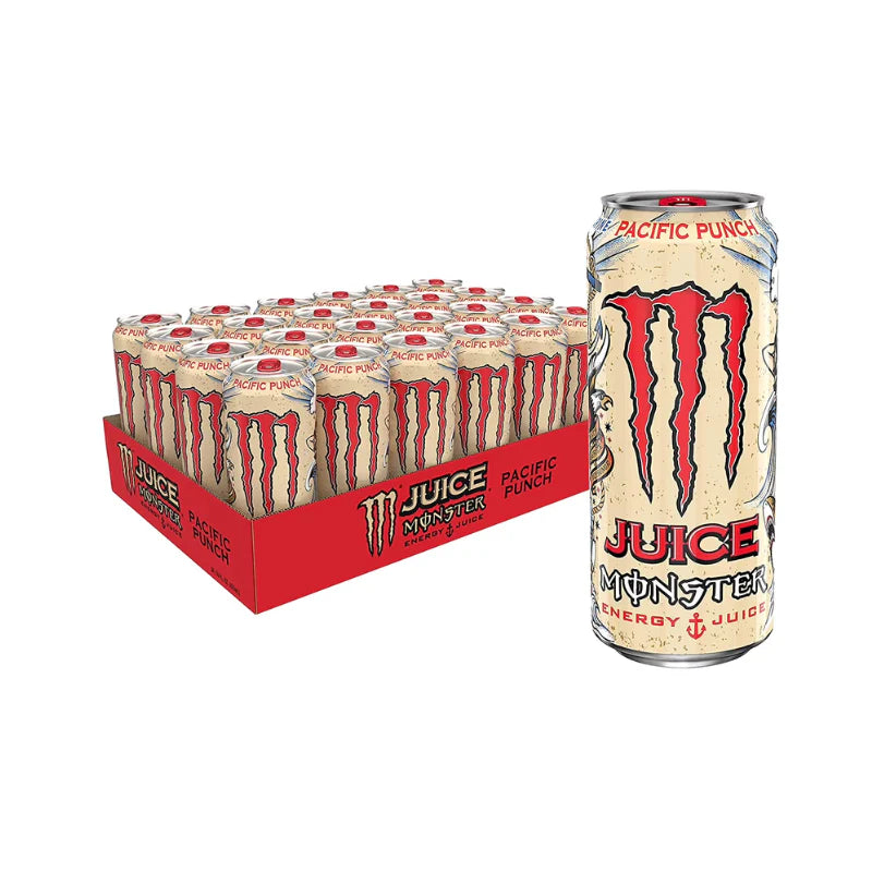 Monster, Energy Drink, Energy + Juice, Pacific Fruit Punch 16 oz (24 Pack)