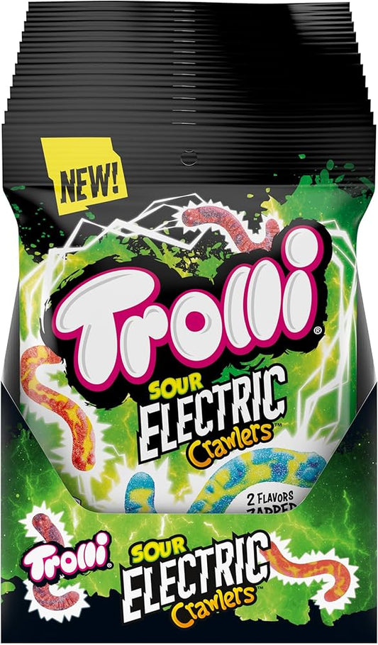 Trolli Sour Electric Crawlers Hangable Bag 4.25Oz, (24 Count)