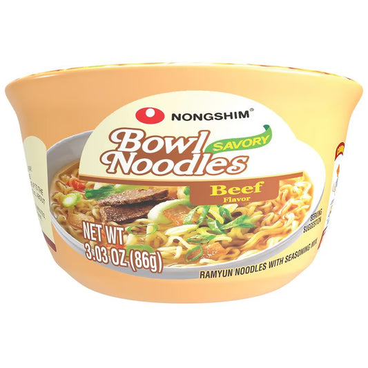 Nongshim Bow Noodle Savory Beef 3.03Oz, (12 Count)