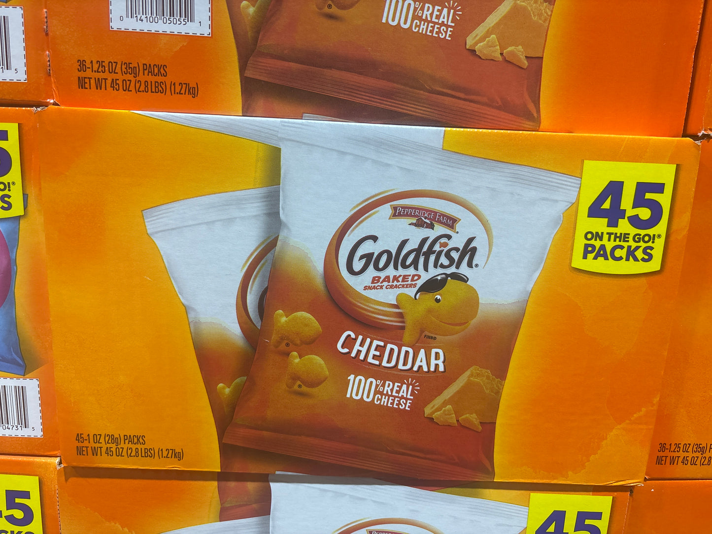 Goldfish Cheddar Crackers Snack Packs 1.25 Oz 36 Ct Multi-pack Box