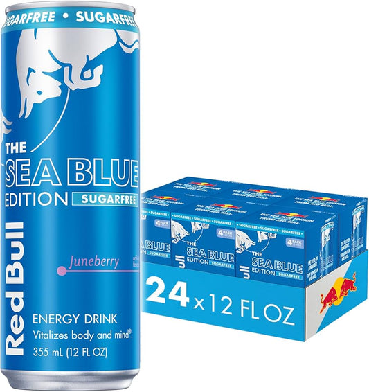 RedBull The Sea Blue Edition Sugar Free Energy Drink 8.4Oz, (24 Count)