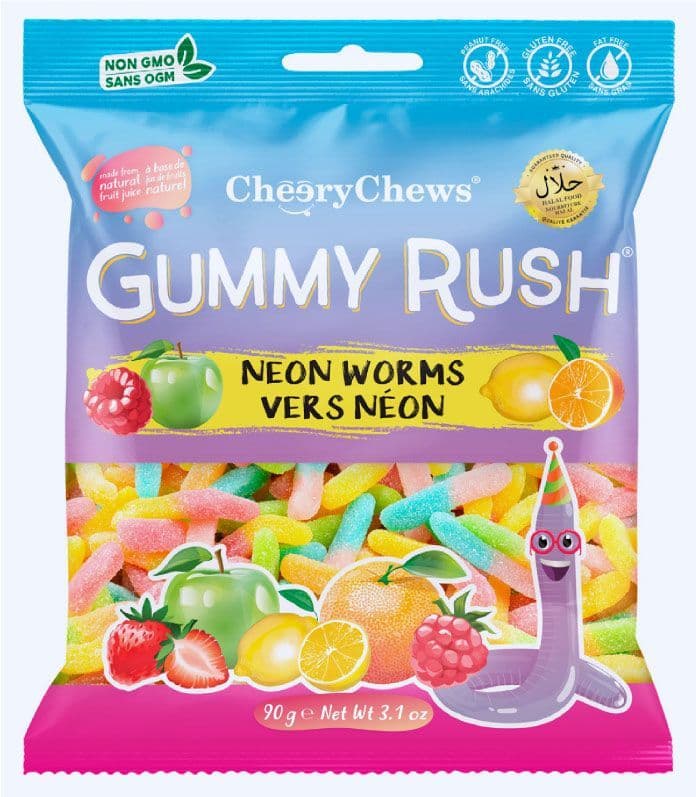 Gummy Rush Neon Worms Gummies 12 Pack