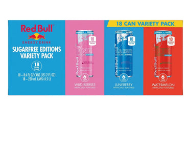 Red Bull Energy Drink SugarFree Edition Variety Pack Wild Berries, Juneberry and Watermelon, Cans, 18 pk./8.4 fl. oz.
