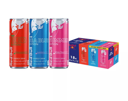 Red Bull Energy Drink SugarFree Edition Variety Pack Wild Berries, Juneberry and Watermelon, Cans, 18 pk./8.4 fl. oz.