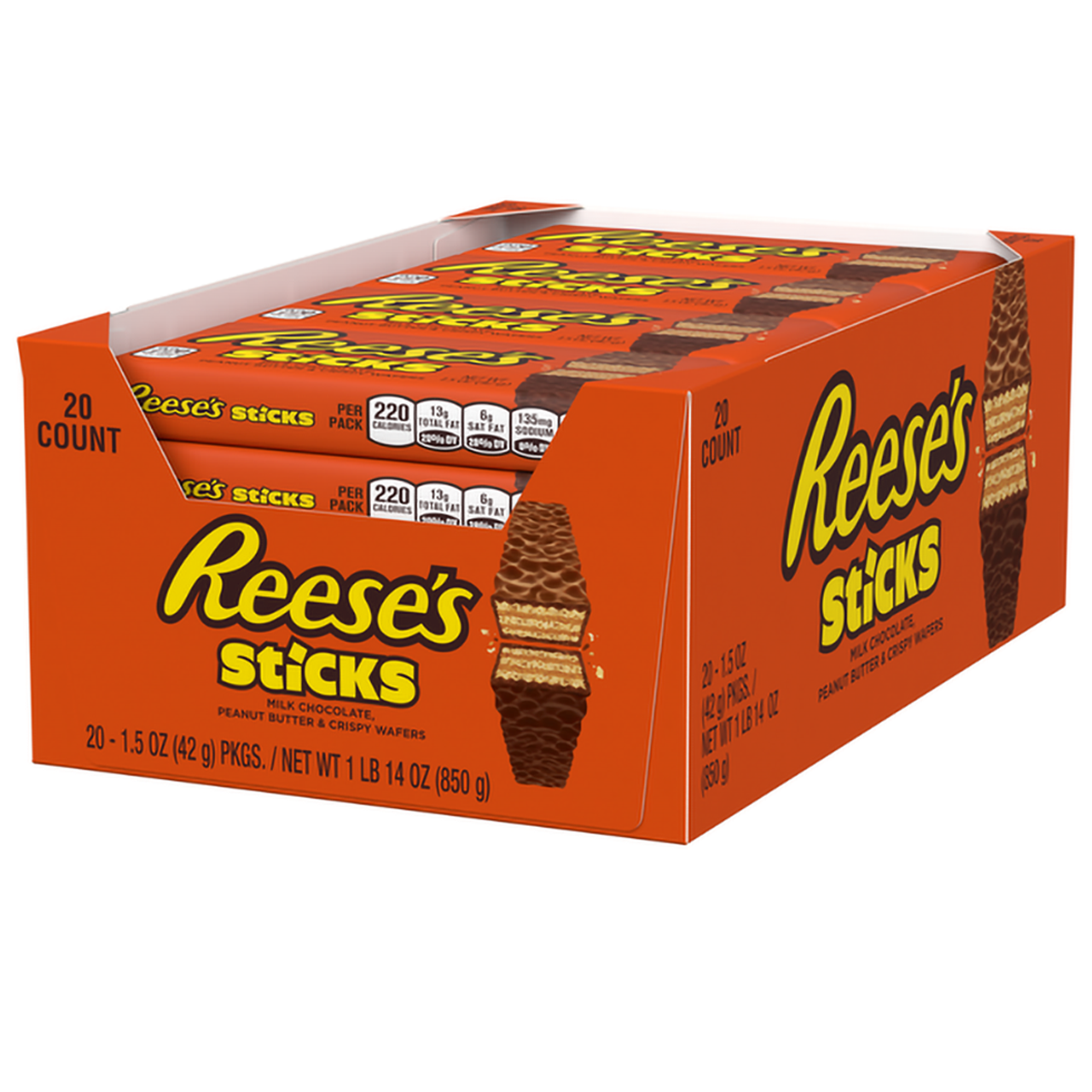 Reese's Sticks Wafer Bars, 1.5 Oz, Box of 20