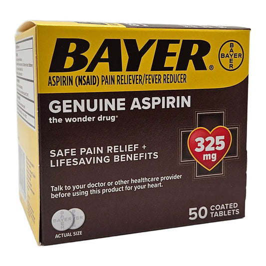 Bayer Genuine Aspirin 325mg – 50 Coated Tablets Medicine