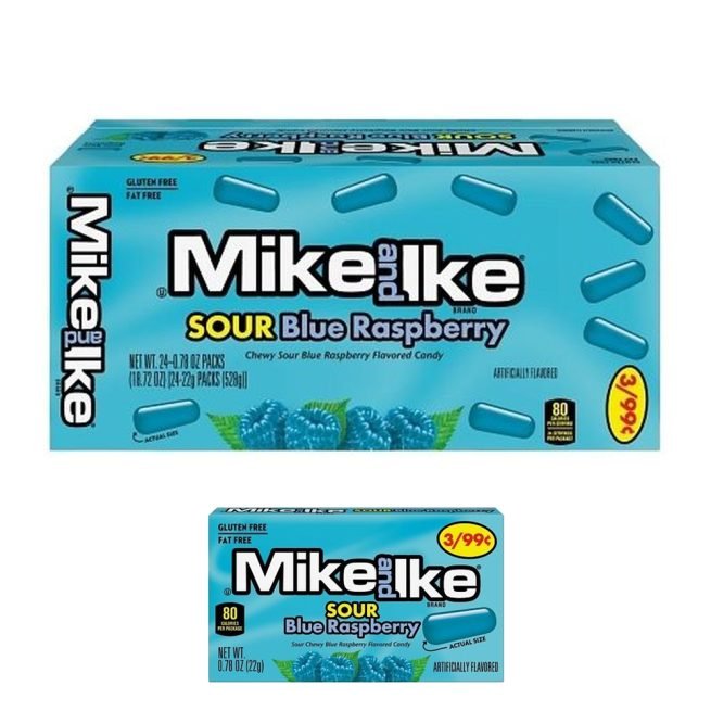 Mike & Ike Sour Blue Raspberry 0.78 Oz - 24 Ct