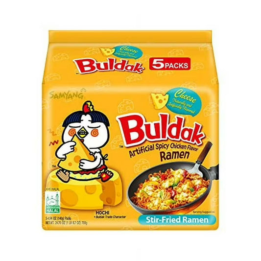 Samyang BULDAK Ramen Noodles Cheese Hot Chicken, 4.94 oz, 5 Count