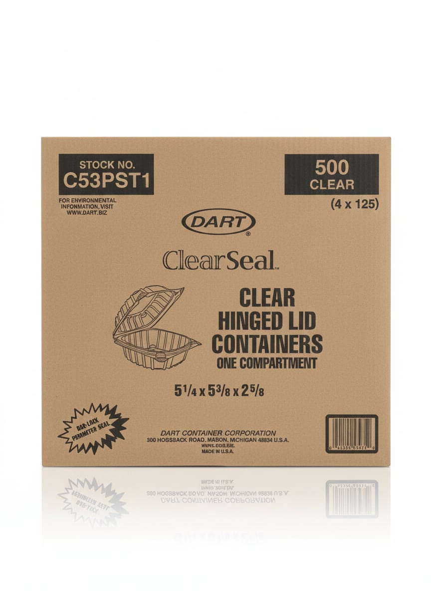 Dart Clear Seal Hinged Lid Containers 8In, (500 Count) - Deli Supplies