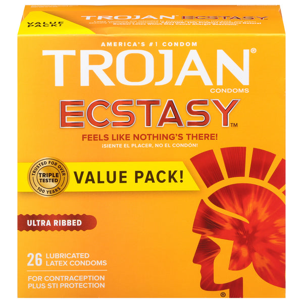 Trojan Ecstasy Ultra Ribbed Lubricated Latex Condoms